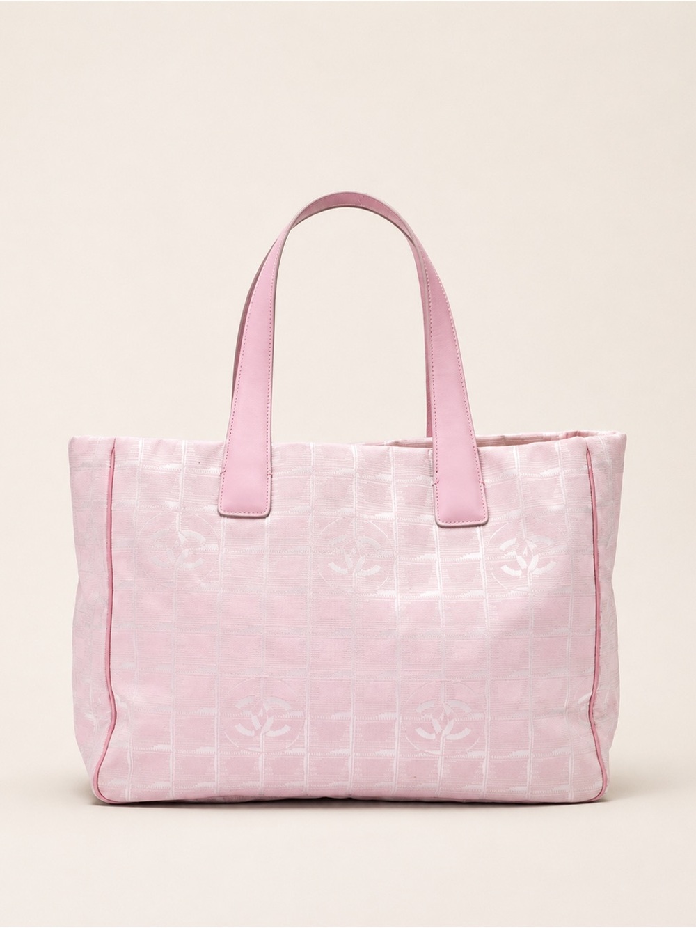 CHANEL pink CC logo Travel Tote